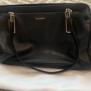 Beautiful Black soft leather large Coach purse with navy lining in EUC.